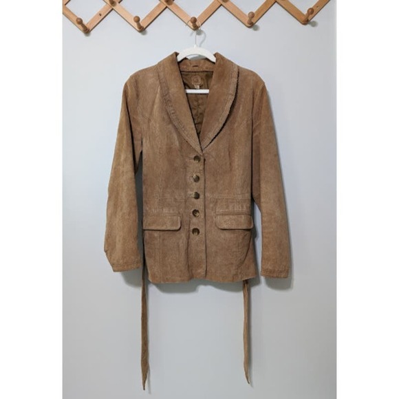 Wilsons Leather Jackets & Blazers - Wilsons Leather Tan Suede Button-Front Jacket